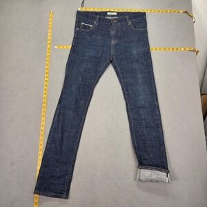 Selvedge Jeans Mens Raw Denim Indigo Blue Slim Straight Fits 33x30